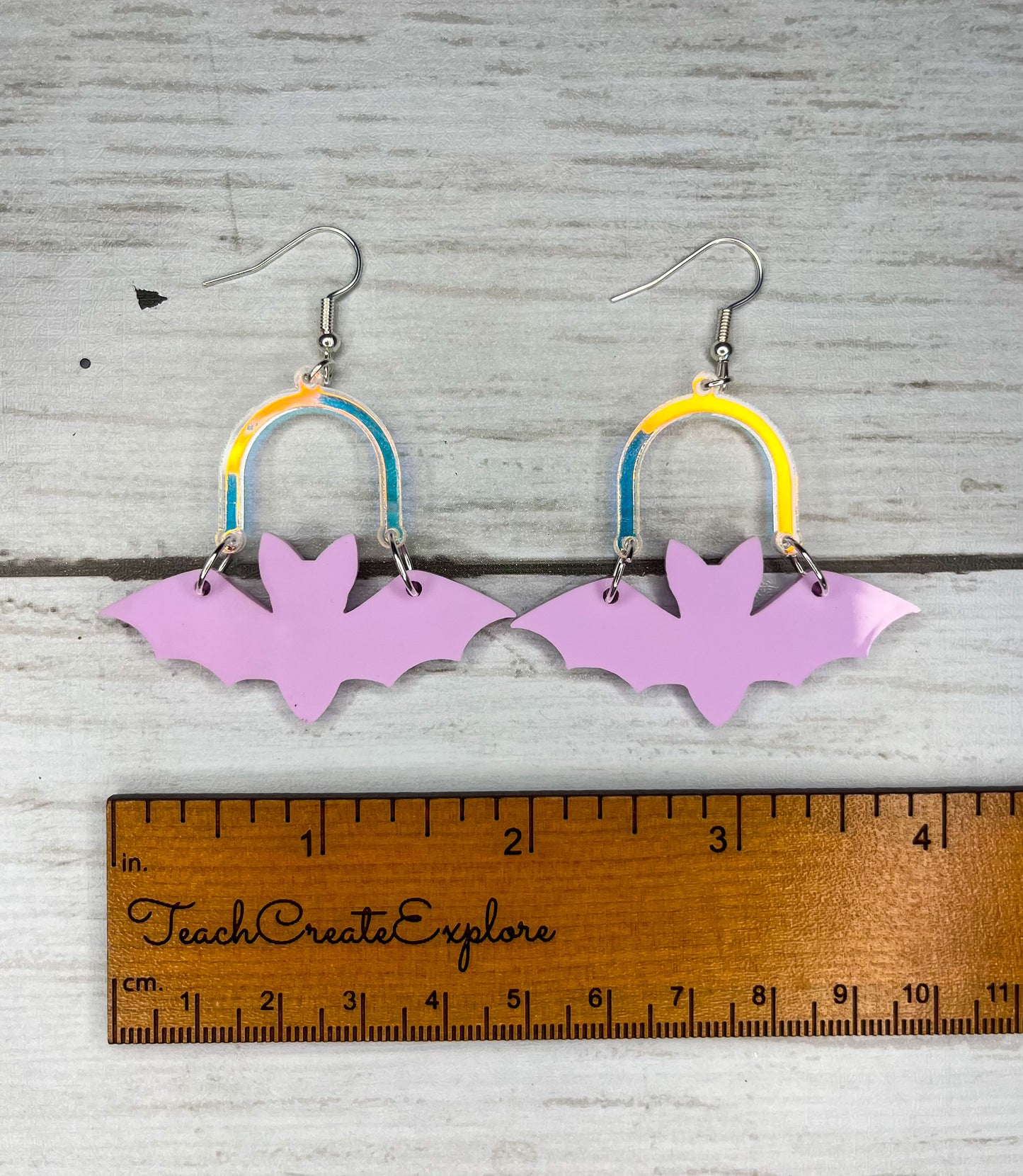 Iridescent Bat Acrylic Earrings