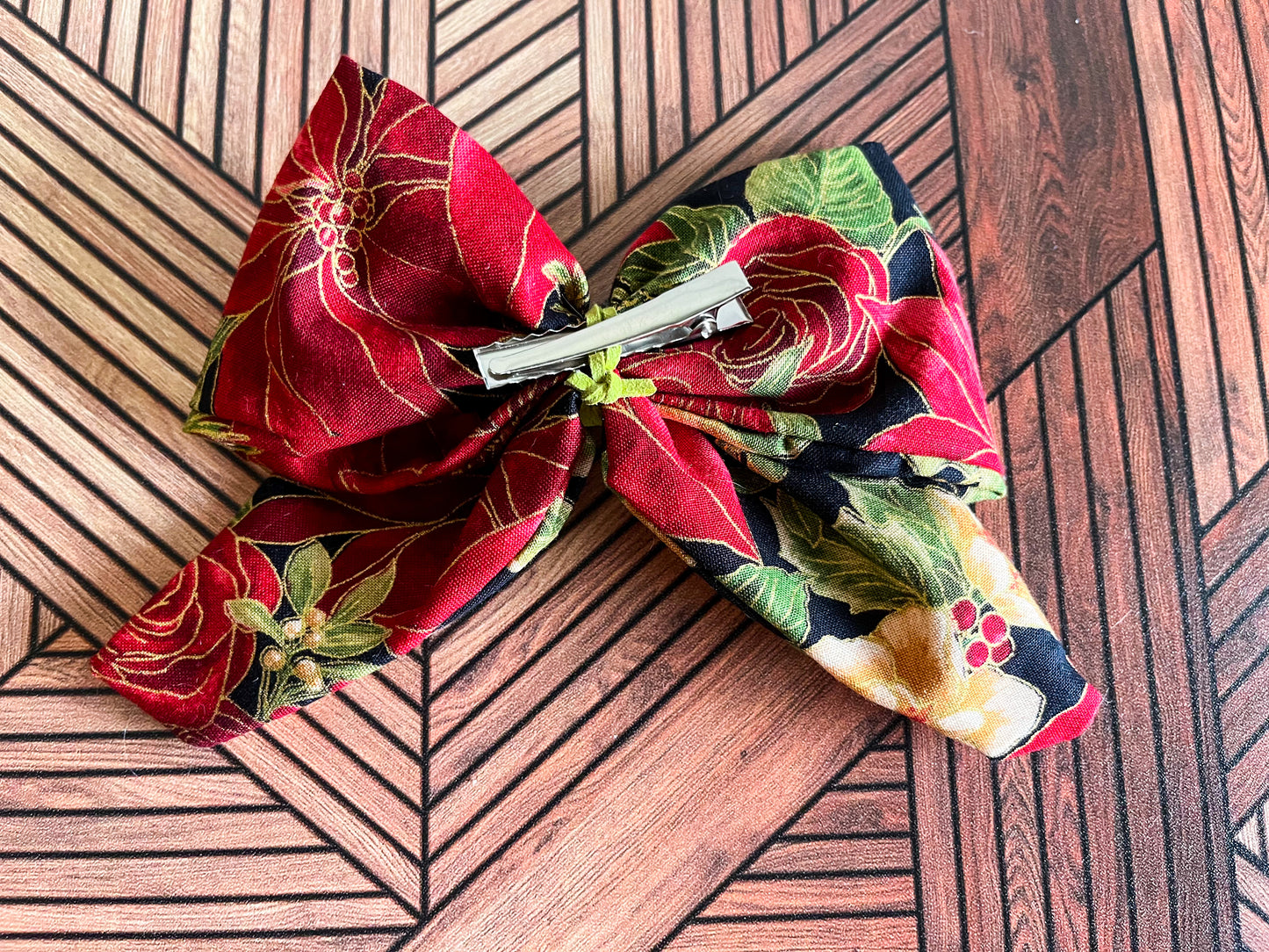 Matching Headband & Bow- Poinsettia