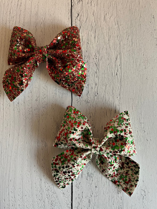 Glitter Sailor Bow Clips