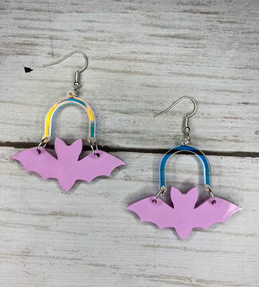 Iridescent Bat Acrylic Earrings